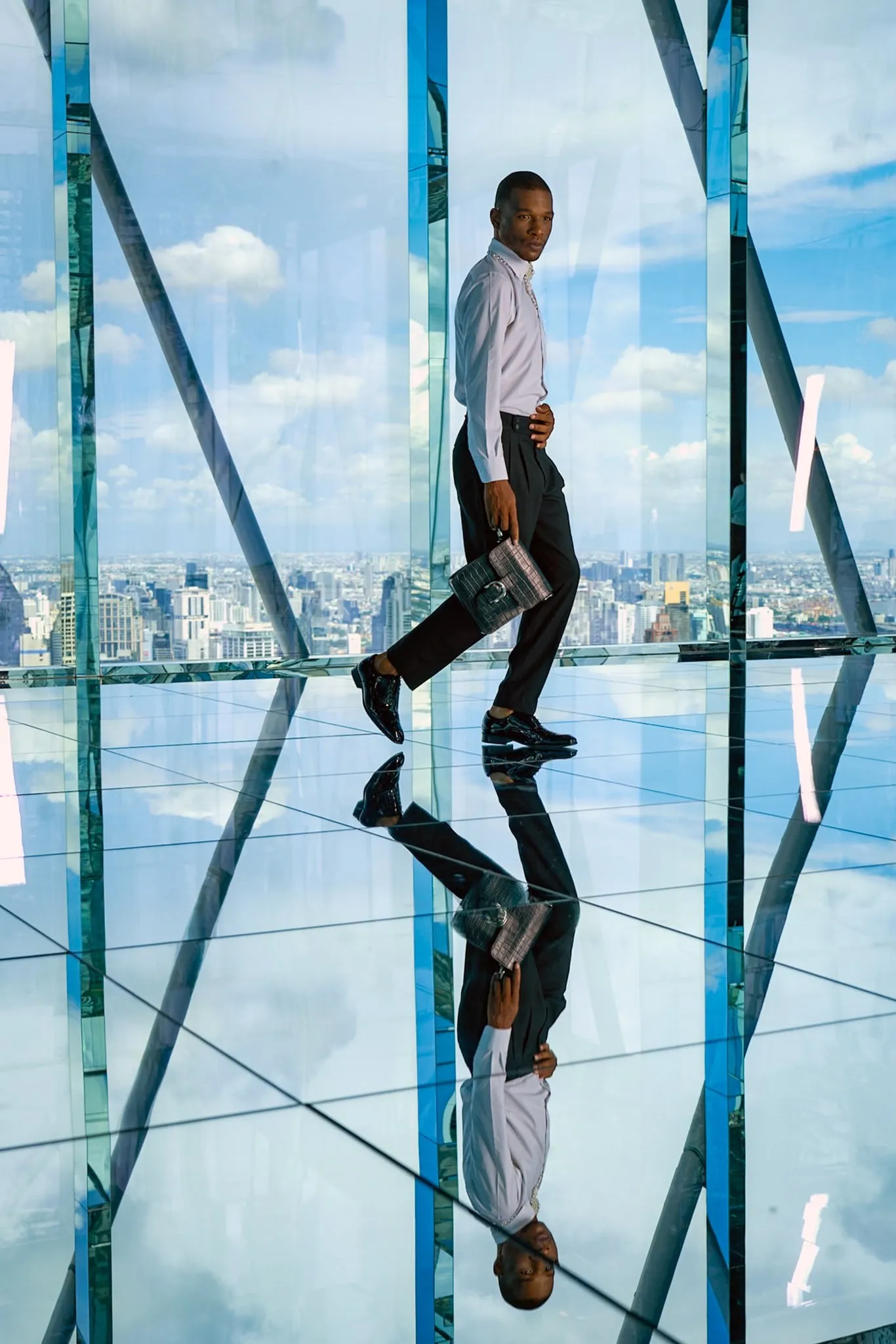 Standing above the reflection