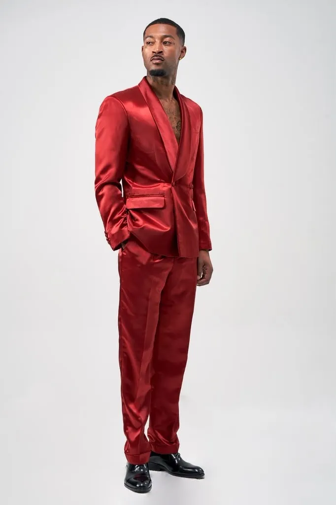 Red satin suit