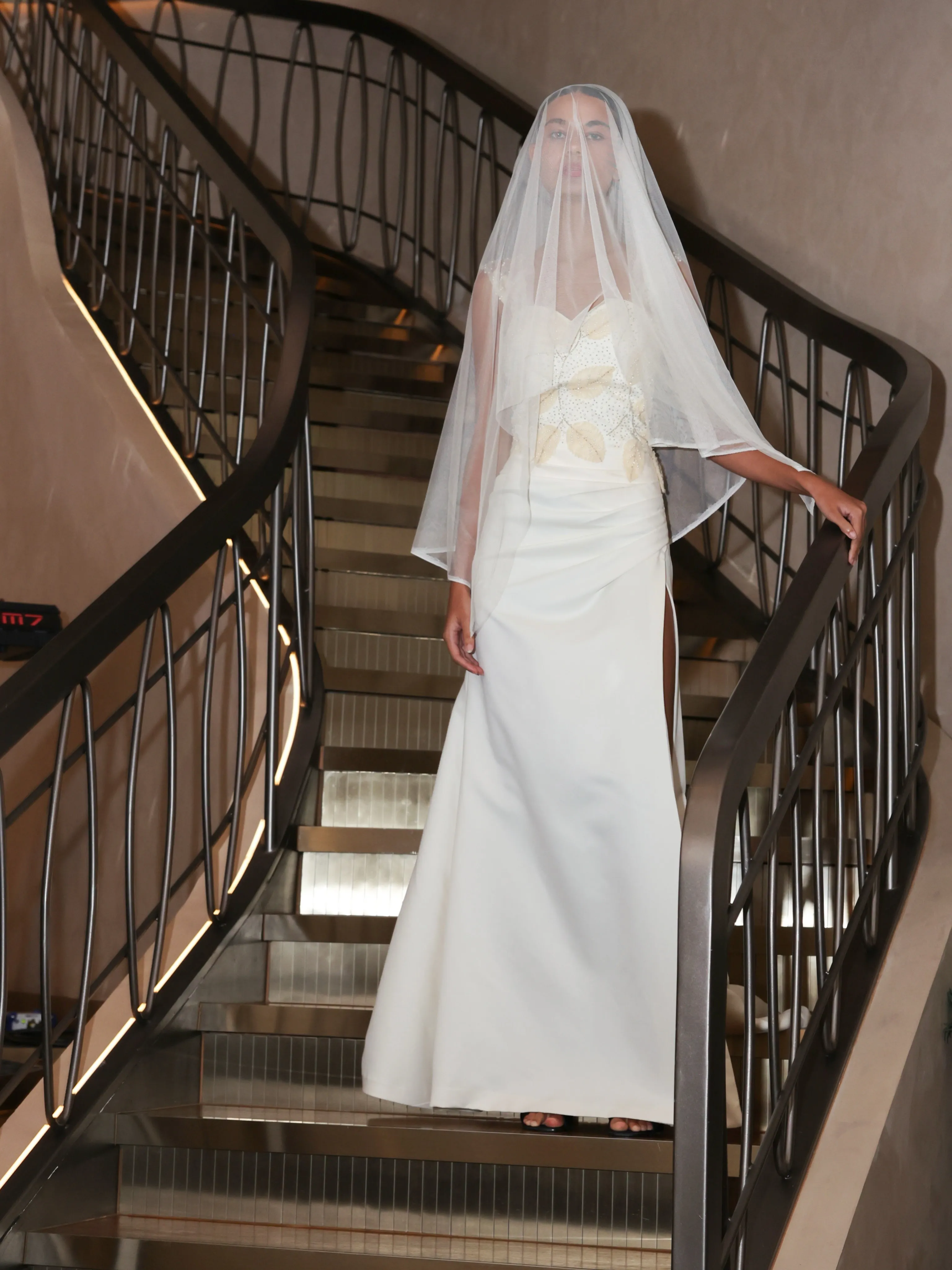 Ivory gown with a veil