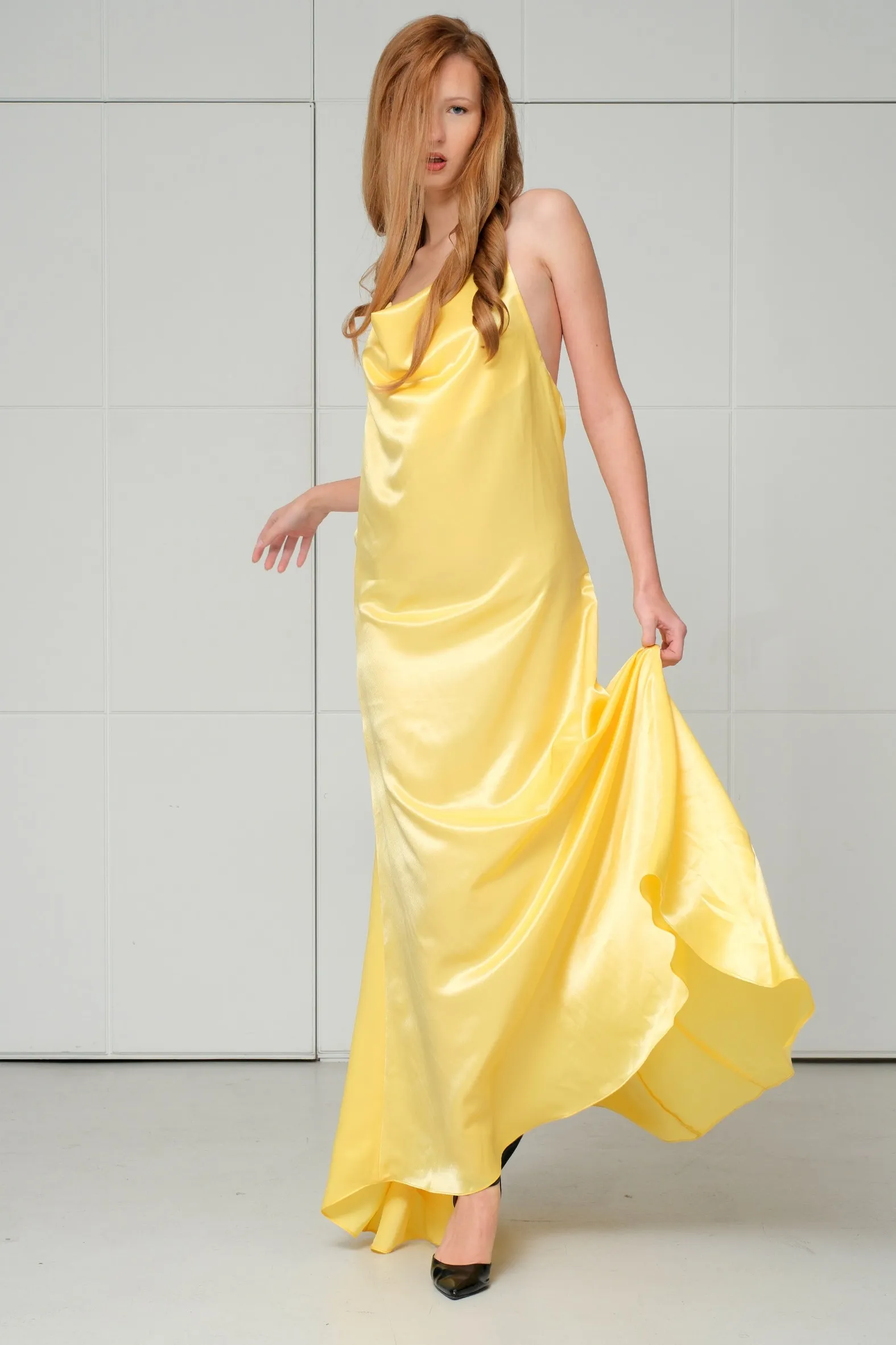Yellow silk gown