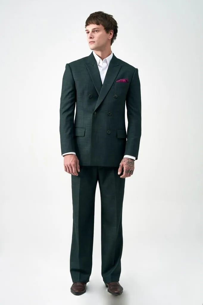 Forest green double-breasted suit