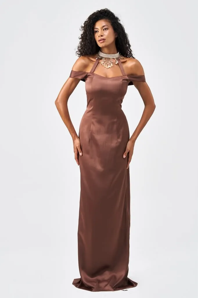 Bronze satin gown