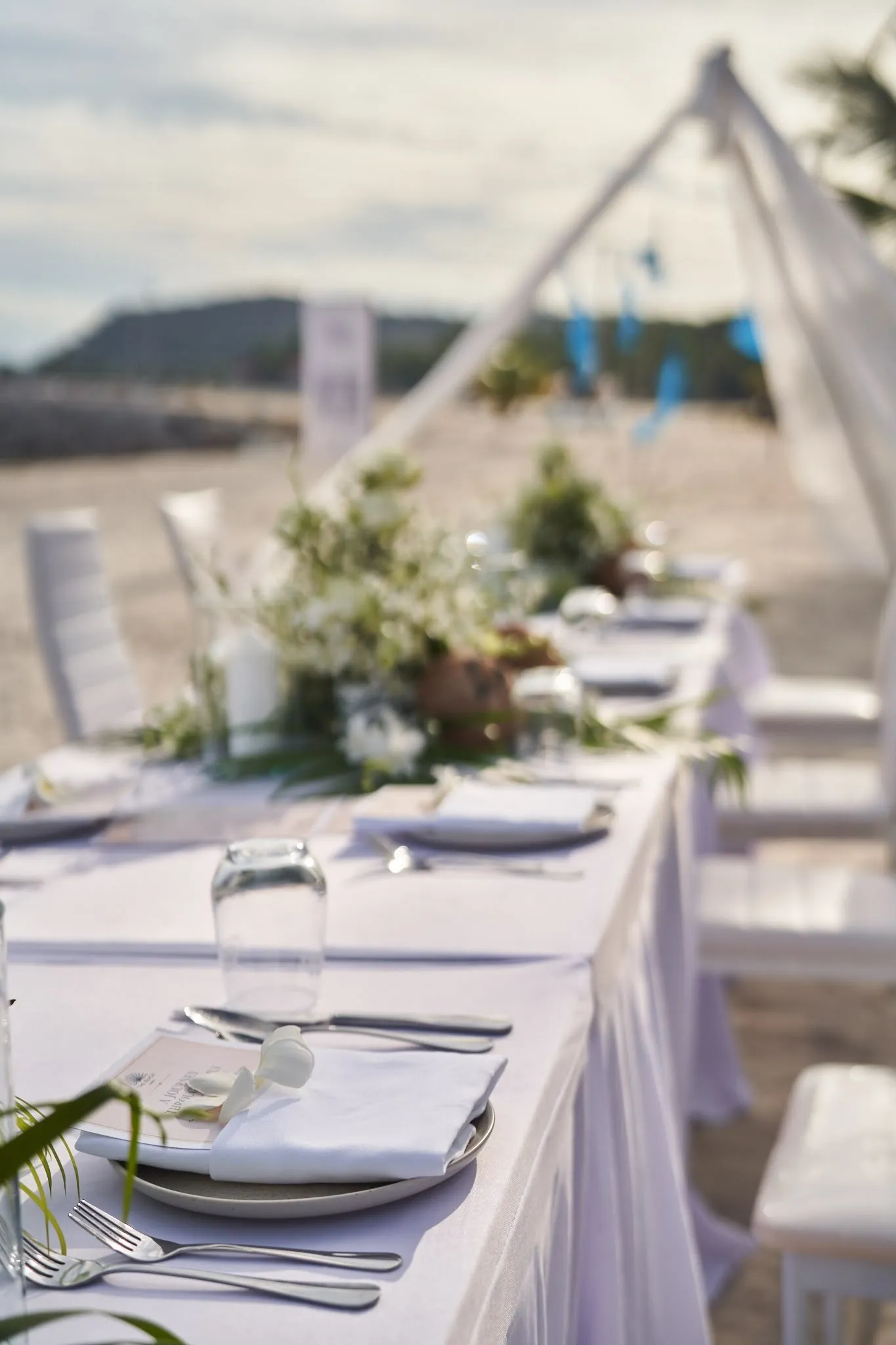 Menu card, A Journey Through Samui, with a frangipani flower
