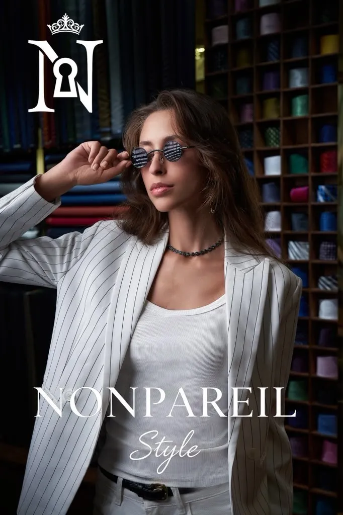 Sunglasses campaign, cream blazer