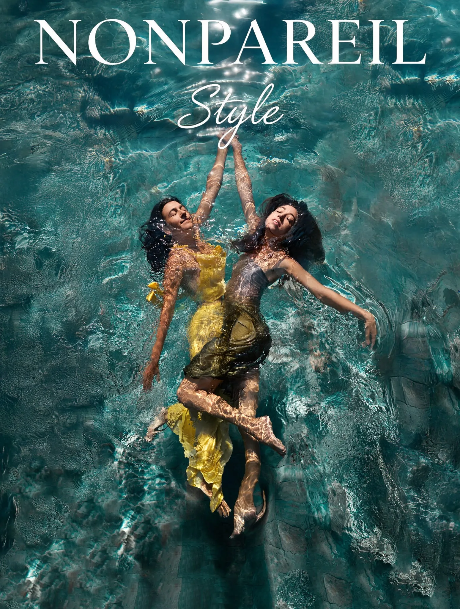 Two models in the water, NONPAREIL Style campaign